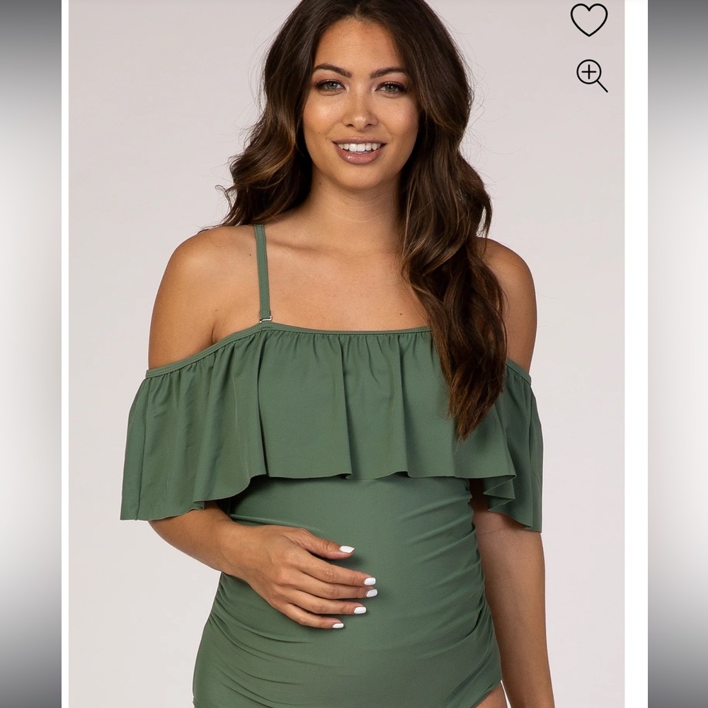 NWT BLACK off the shoulder ruffled maternity one-piece swimsuit